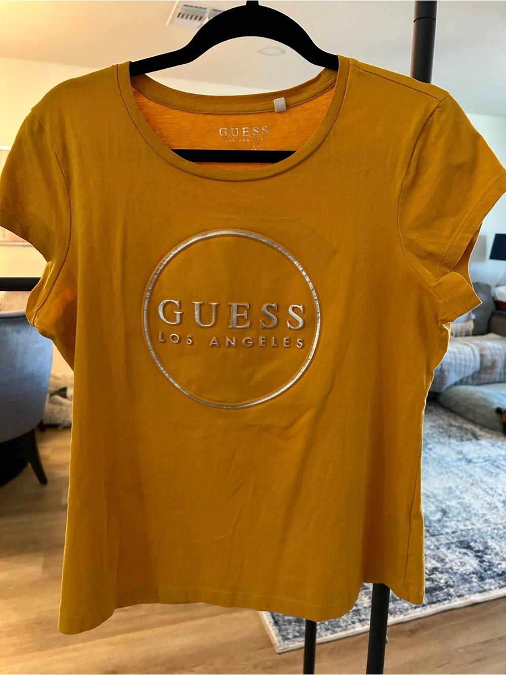 Guess Mustard Yellow Logo Short Sleeve Tee